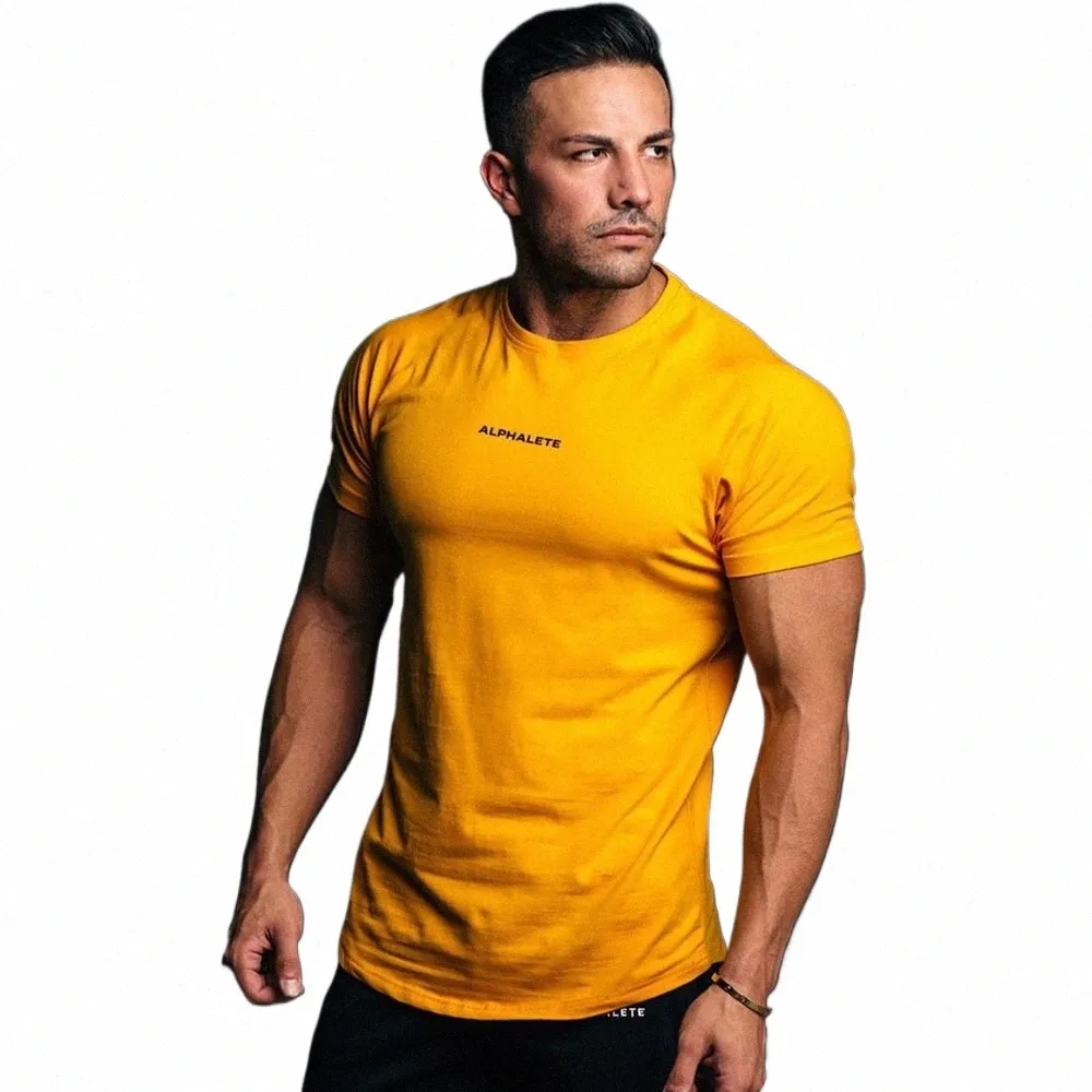 Gimnasio Cott camiseta hombres Fitn entrenamiento delgado camisa de manga corta masculino culturismo deporte entrenamiento tee tops verano ropa casual t0ld #