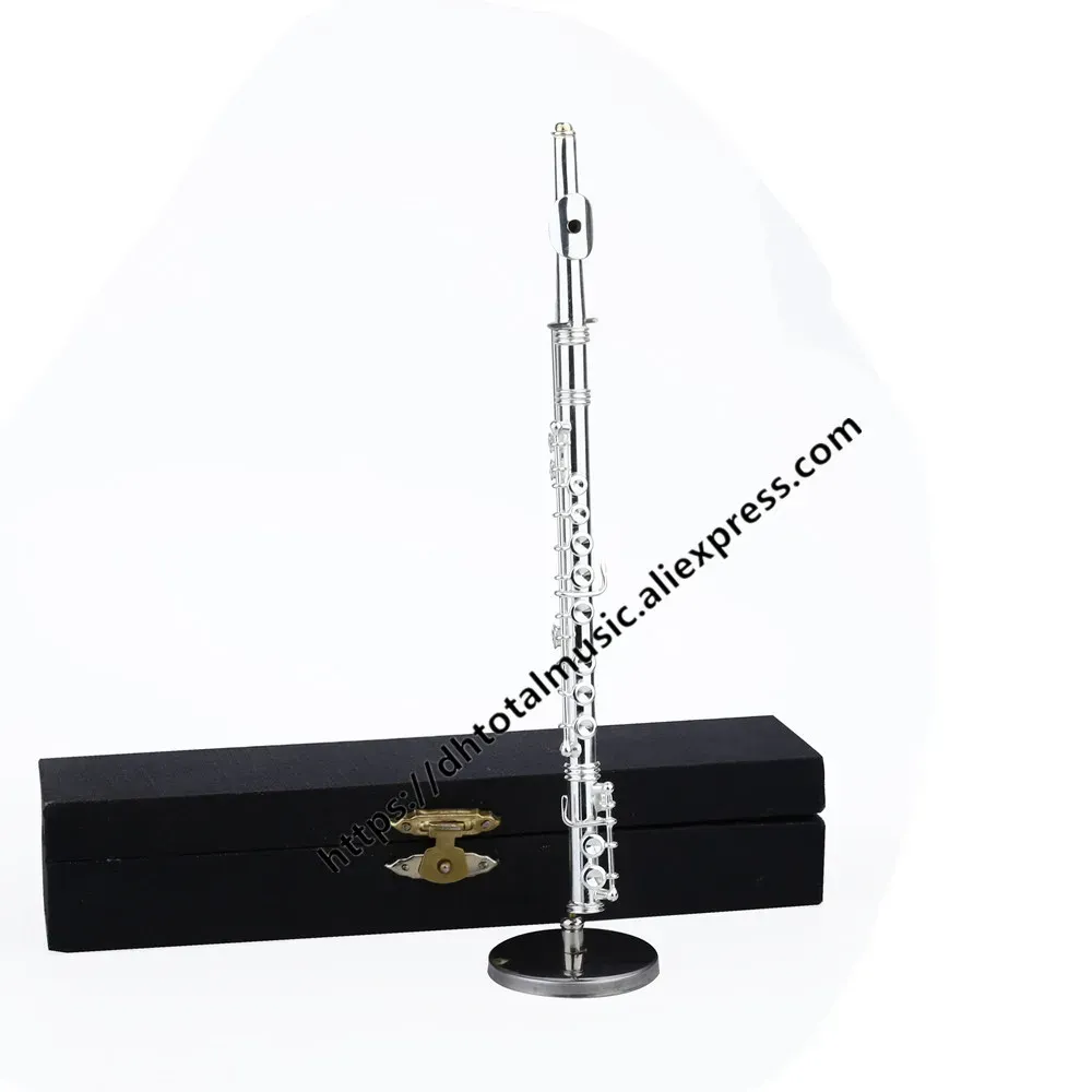 Миниатюры Мини-флейта Миниатюрная модель Мини-флейта с подставкой и футляром Коллекция миниатюрных музыкальных инструментов Декоративный орнамент