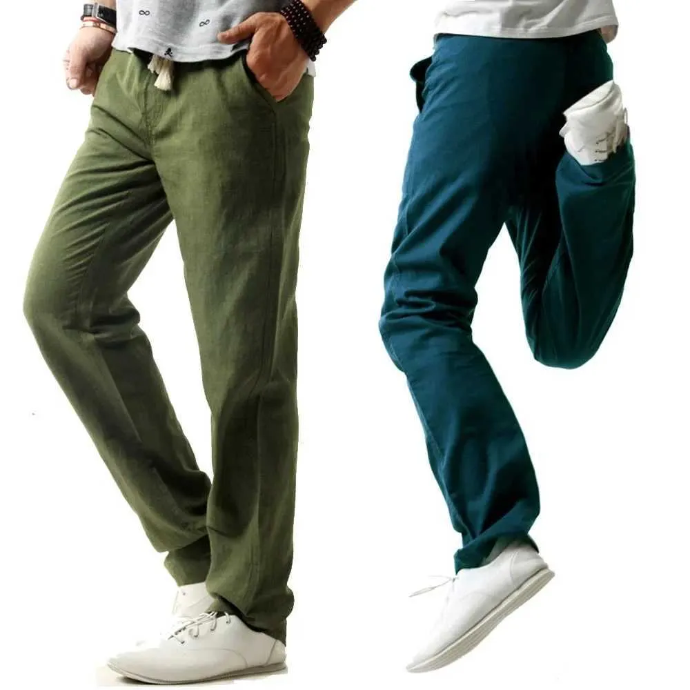 Mannen Broek 2023 Lente/Zomer Nieuwe Linnen Casual Broek Heren Losse Rechte Pijpen Broek Jeugd Casual Broek J240328