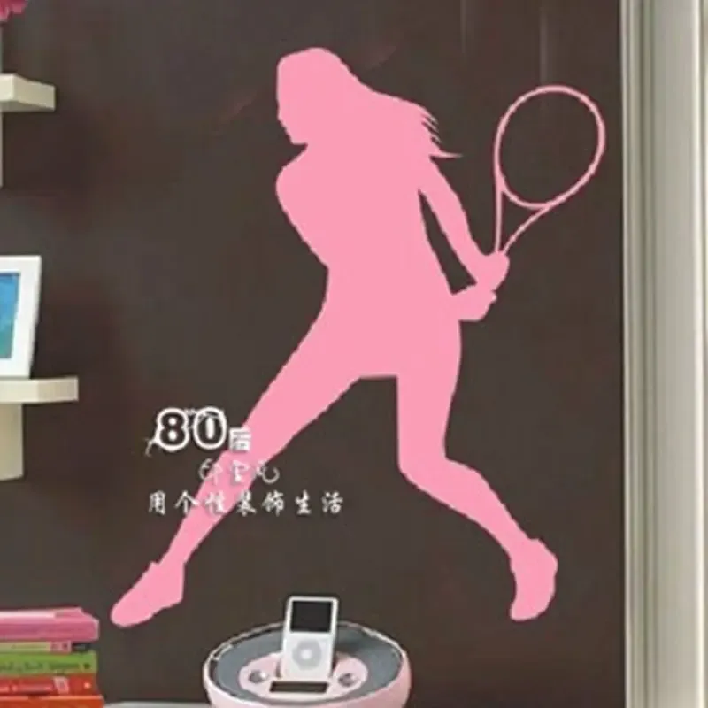 ステッカー女性テニスウォールステッカー窓スポーツ名ポスタービニールウォールデカールホームデコレーション装飾壁画テニスカーデカール