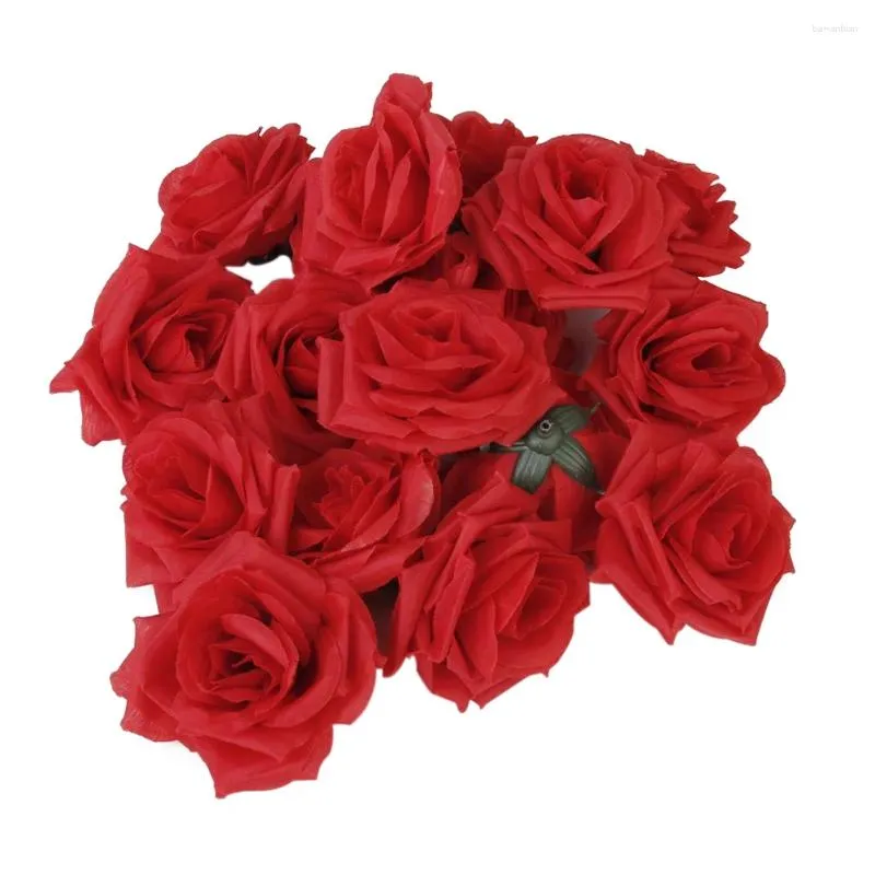 Dekorativa blommor 20 datorer Silk Rose Head Artificial Wedding Decor 8cm Flower Decoration for Red