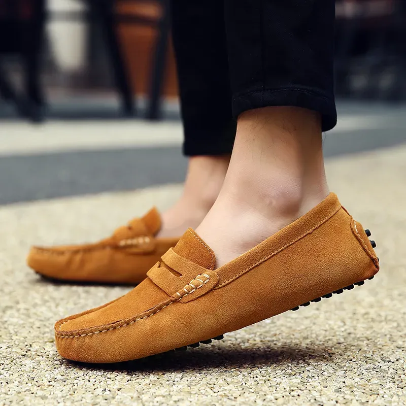 Heren Casual Schoenen Espadrilles Drievoudig Zwart Wit Bruin Wijnrood Marine Kaki Heren Suède Sneakers Instapper Bootschoen Buiten Plat Rijden Joggen Wandelen 38-52 B093