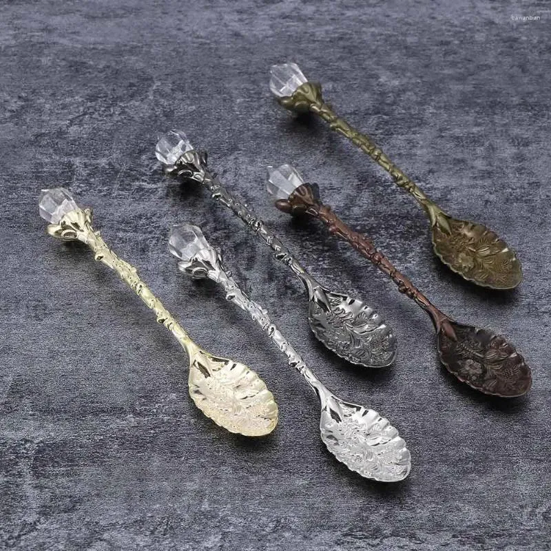 Spoons Crystal Head Pattern Vintage Tea Spoon Coffee Scoops Carved Design Festival Party