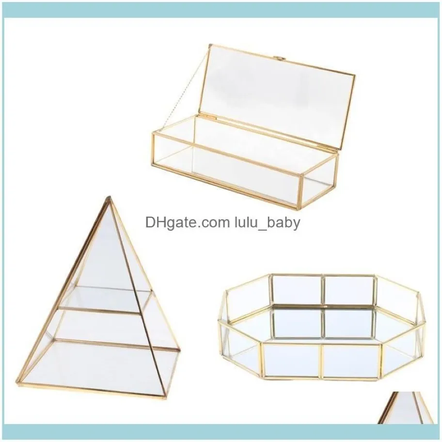 Emballage bijouxbijoux étui de rangement Shinnie femmes bijoux présentoir pyramide boîte en verre transparent présentoir à bijoux plateau de vanité 336R