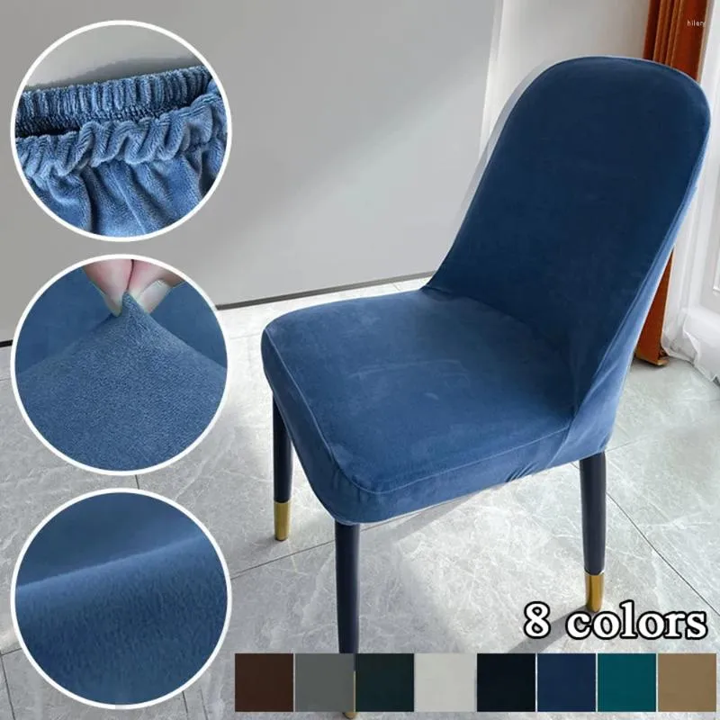 Housses de chaise 1 pièces velours Arc bec de canard maquillage fond rond tabouret accent bas dossier housse de siège haute élastique housse de siège