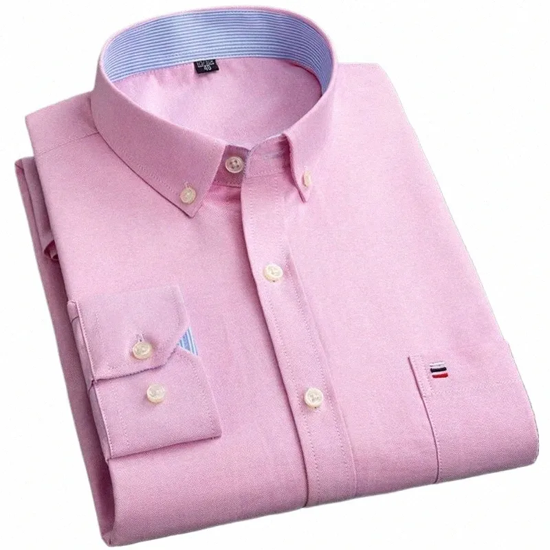 s- 6XL Oxford Shirts For Mens Lg Sleeve Cott Casual Dr Shirts Male Solid Plaid Chest Pocket Regular-Fit Man Social Shirt 32ej#