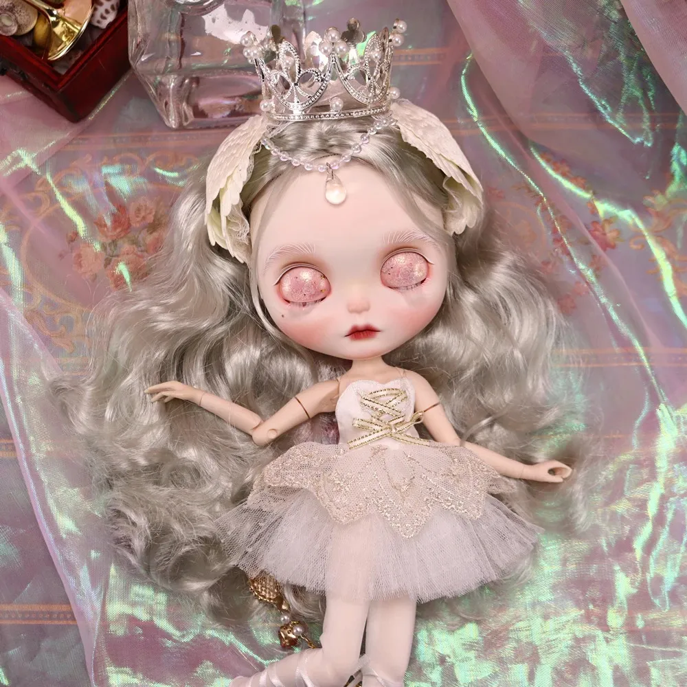 White Swan Icy DBS Blyth Doll Carving Lips Matte Face 16 BJD Azone S Anime Girl 240311