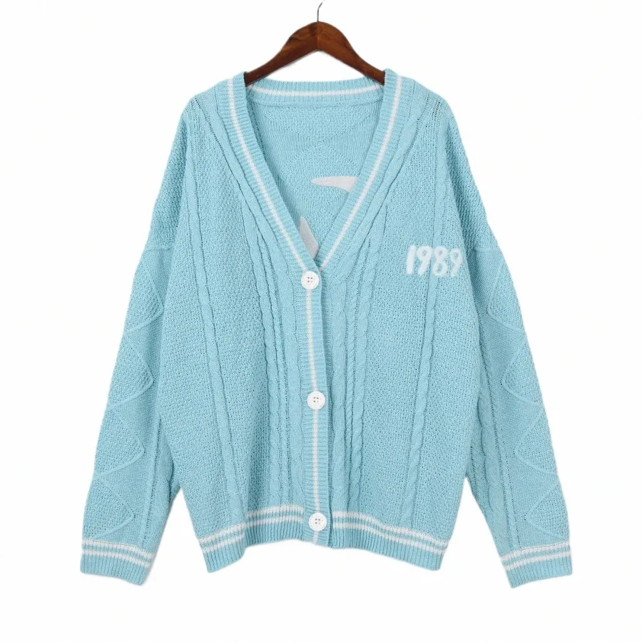 new 1989 Taylor Cardigan For Women Winter Knit Cardigan Femme Blue Bird Embroidery Swift Sweater Slouchy Style Clothes For Women 59WH#