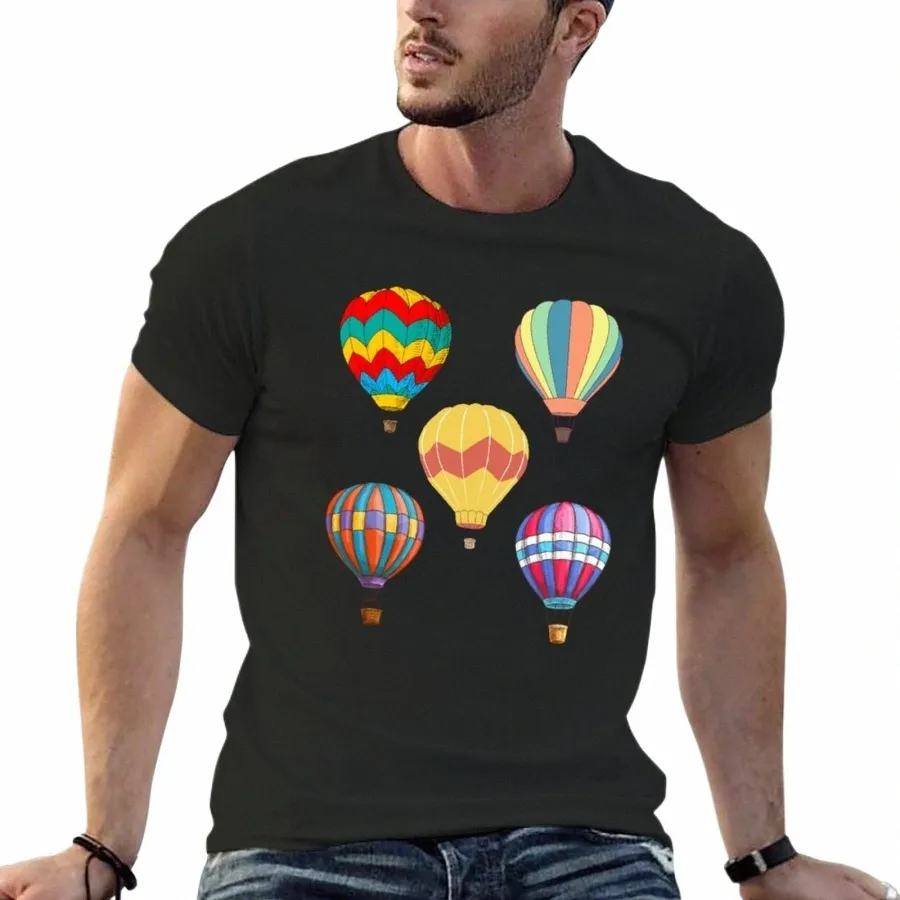 hot Air Ballo-Back to school gifts T-Shirt plain plus sizes Short sleeve tee shirts graphic tees mens t shirt K463#