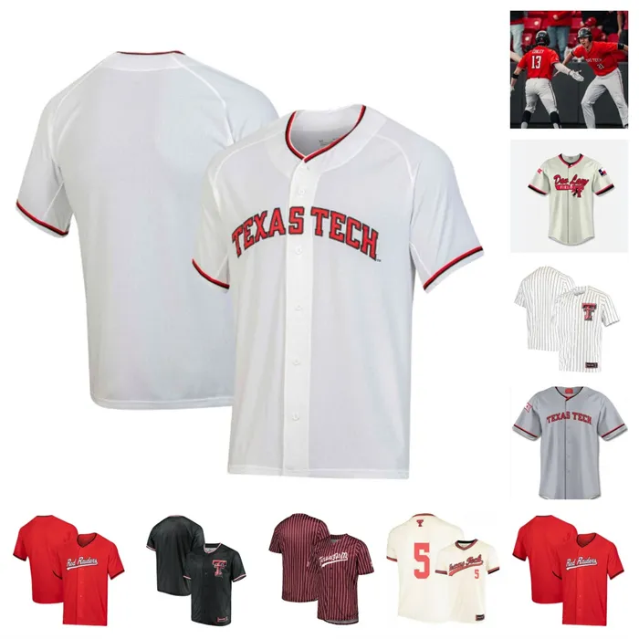 Custom Texas Tech 52 Josh Sanders 38 Jacob Rogers 47 Ethan Coobses 3 Jase Lopez Baseball Jersey 11 Andrew Devine 51