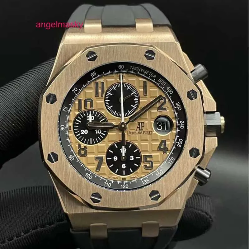 Мужские наручные часы AP Epic Royal Oak Offshore Series 26470OR с циферблатом из розового золота и крокодиловым поясом. Мужские часы для хронометража, модные, деловые, спортивные часы для отдыха.