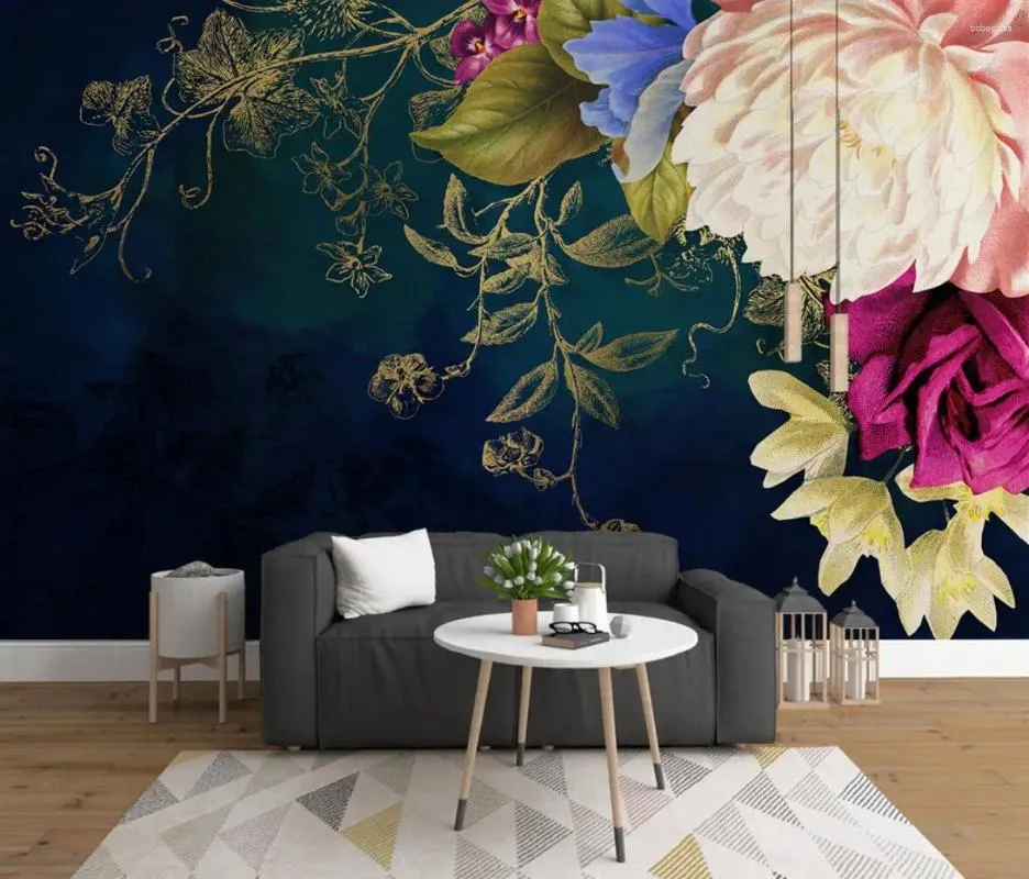 Bakgrundsbilder Papel de Parede Custom Wallpaper Mural Nordic Minimalist Retro Flowers Roses American Pastoral Background Wall