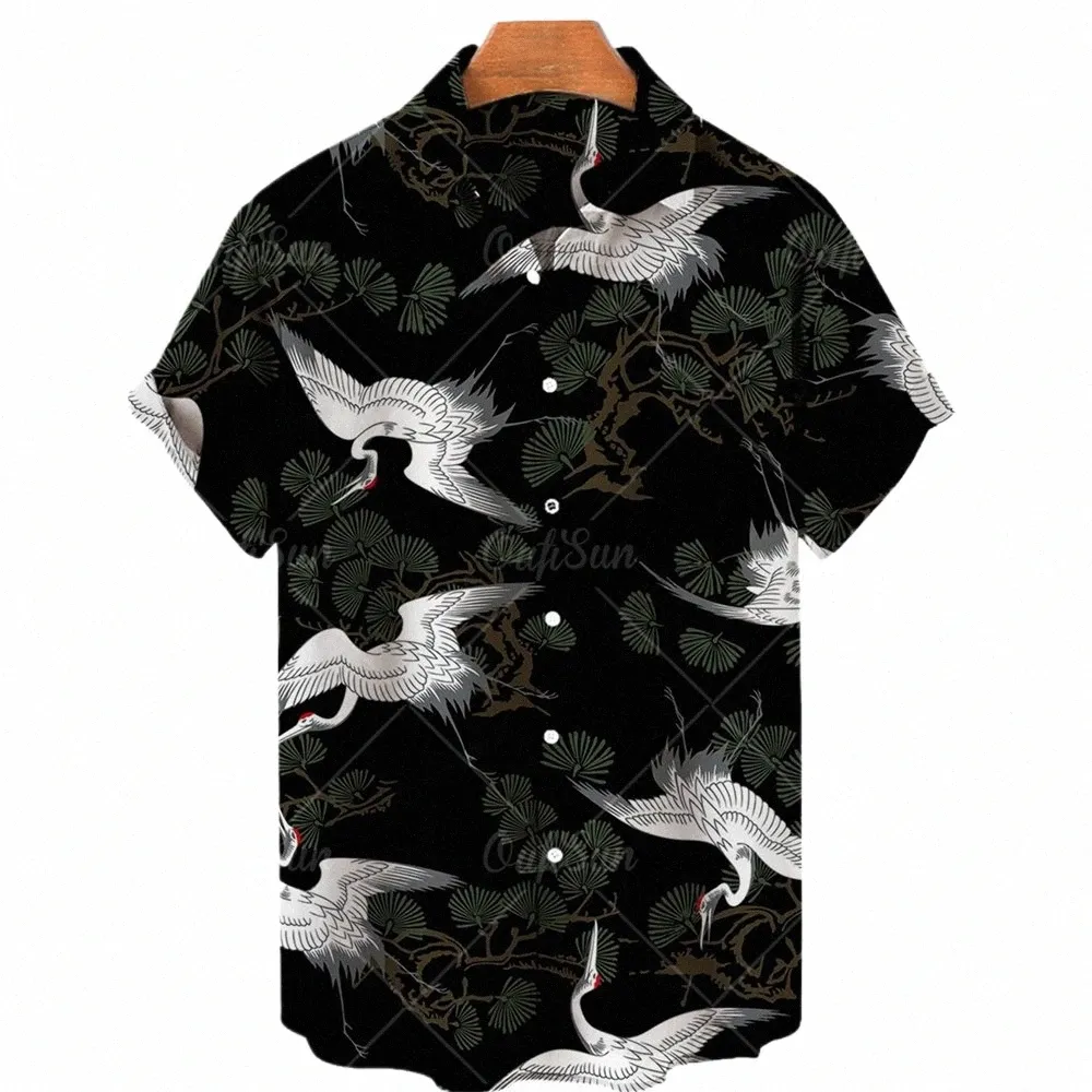 Mężczyźni retro koszulka Wydrukowana Katat Kwiat Casual Dr Oversizezed Hawajan Imported Clothing Przyjazd Hipster J5x9#