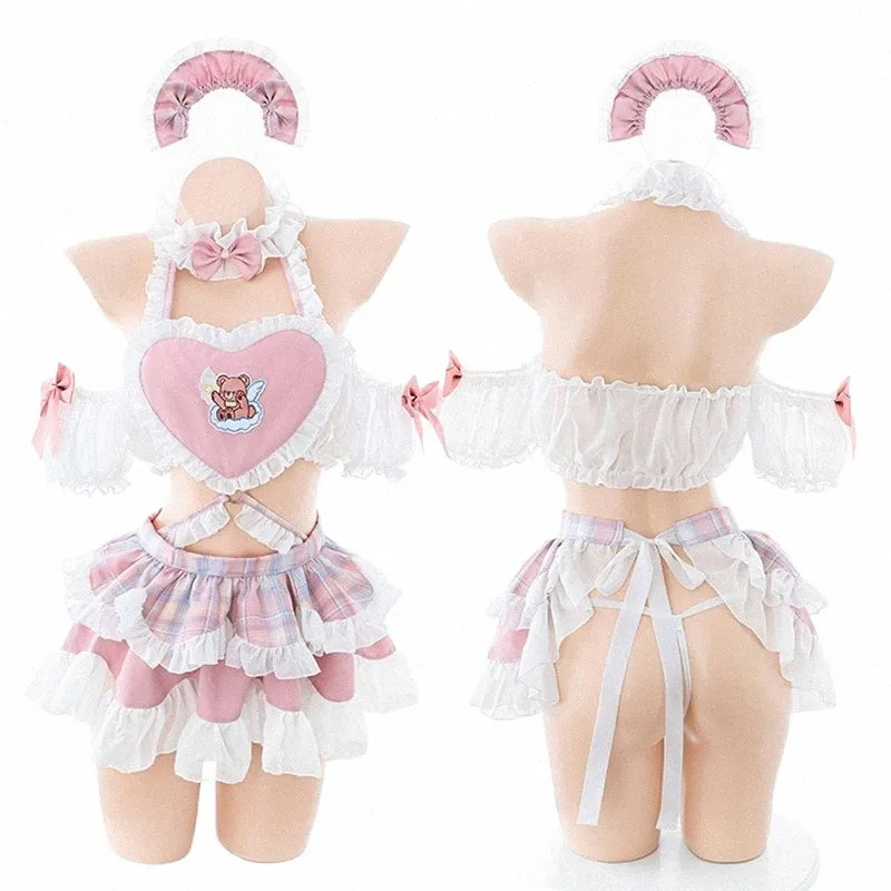 Femmes Cake Maid Uniforme Lolita Girl Anime Amour Aporn Outfit Costumes Cosplay Mignon Maid Rose Dr Rôle Jouer Tenues Halen T8Vy #