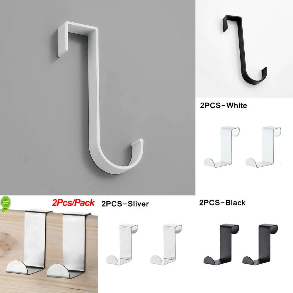 2024 2Pcs Z-Shape Cabinet Door Hooks Stainless Steel Hanger Keys Hanging Hook Clothes Towel Hats Storage Holder For Kitchen Bathroom