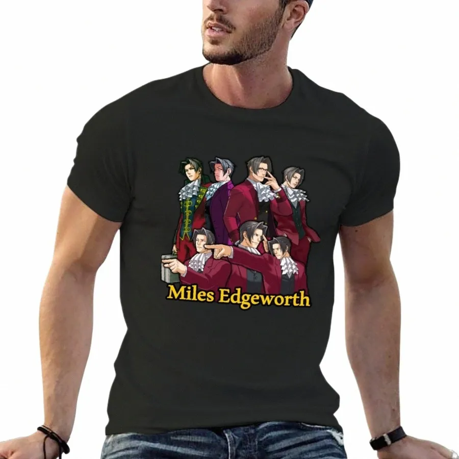 Miles Edgeworth T-Shirt chemises douanières t-shirts graphiques t-shirts blancs unis hommes 57hA #