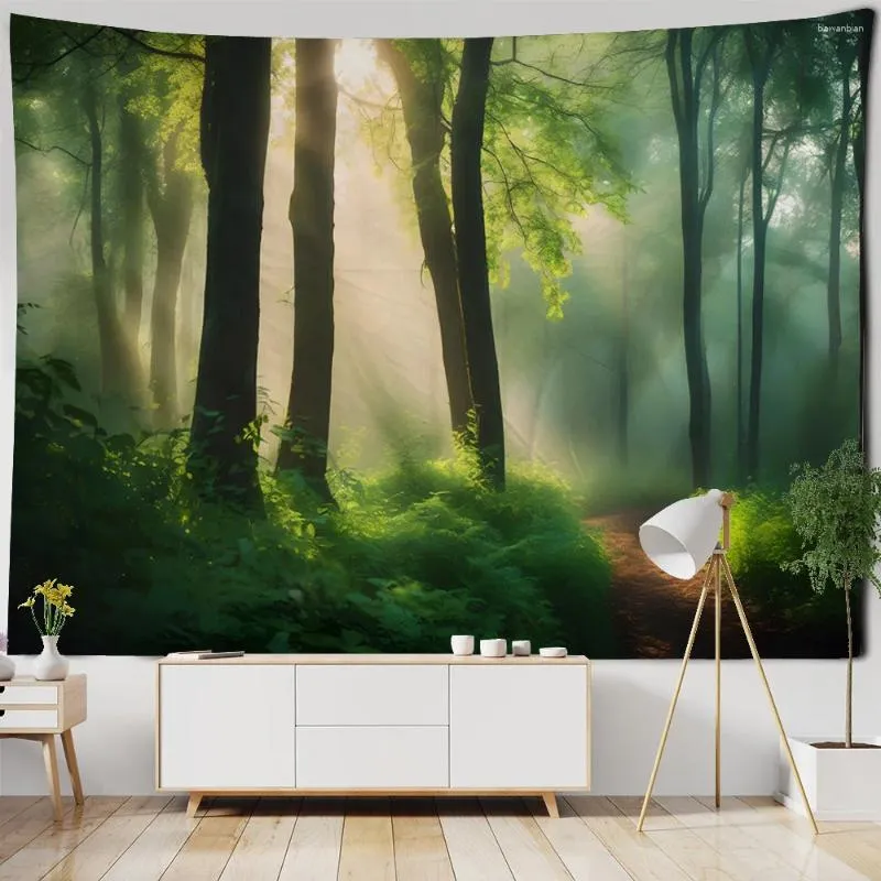 Wandteppiche, Sonnenlicht scheint auf dem Wald, Wandteppich, natürliche Landschaft, Druck, Wand, Hippie, böhmische Mandala-Kunstdekoration