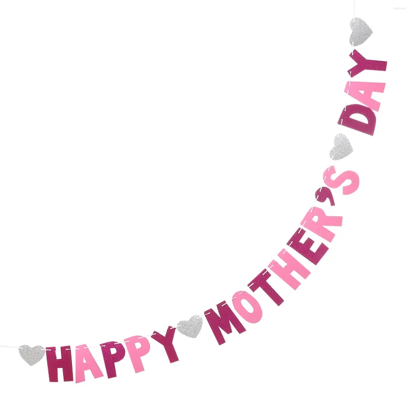 Party Decoration Mother's Day Pull Flag Decor Paper Banner Happy Decorations Hanging Bunting