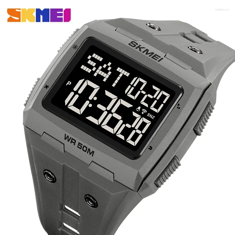 Relógios de pulso SKMEI Relógio Elétrico Masculino Quadro Quadrado Camuflagem Cor Correspondente Grande Display Digital Duplo Tempo Cronômetro Temporizador 2186