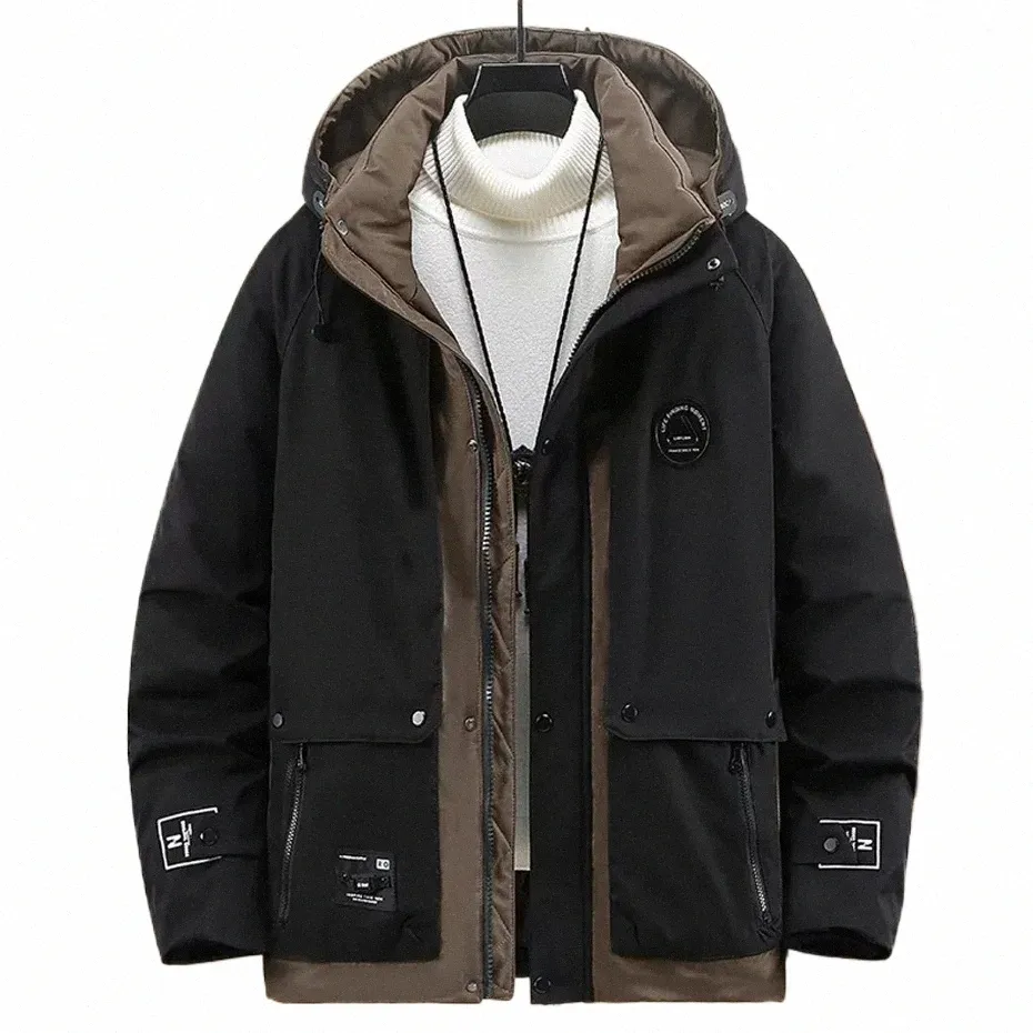 Пуховик-карго, мужские зимние теплые толстые куртки, большие размеры 12XL, мужская куртка-пуховик Fi, повседневное зимнее лоскутное пальто, мужское T5L9 #
