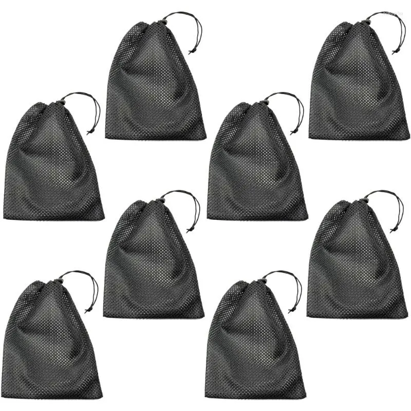 Laundry Bags 8 Pcs Drawstring Storage Mesh Stuff Sack Small Net With Toy Basketball