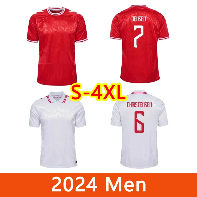2024 Nuova Danimarca Maglie da calcio 2024/2025 Maglia da casa e da trasferta Hojlund Christensen Andersen Jensen Hjulmand Versione giocatore