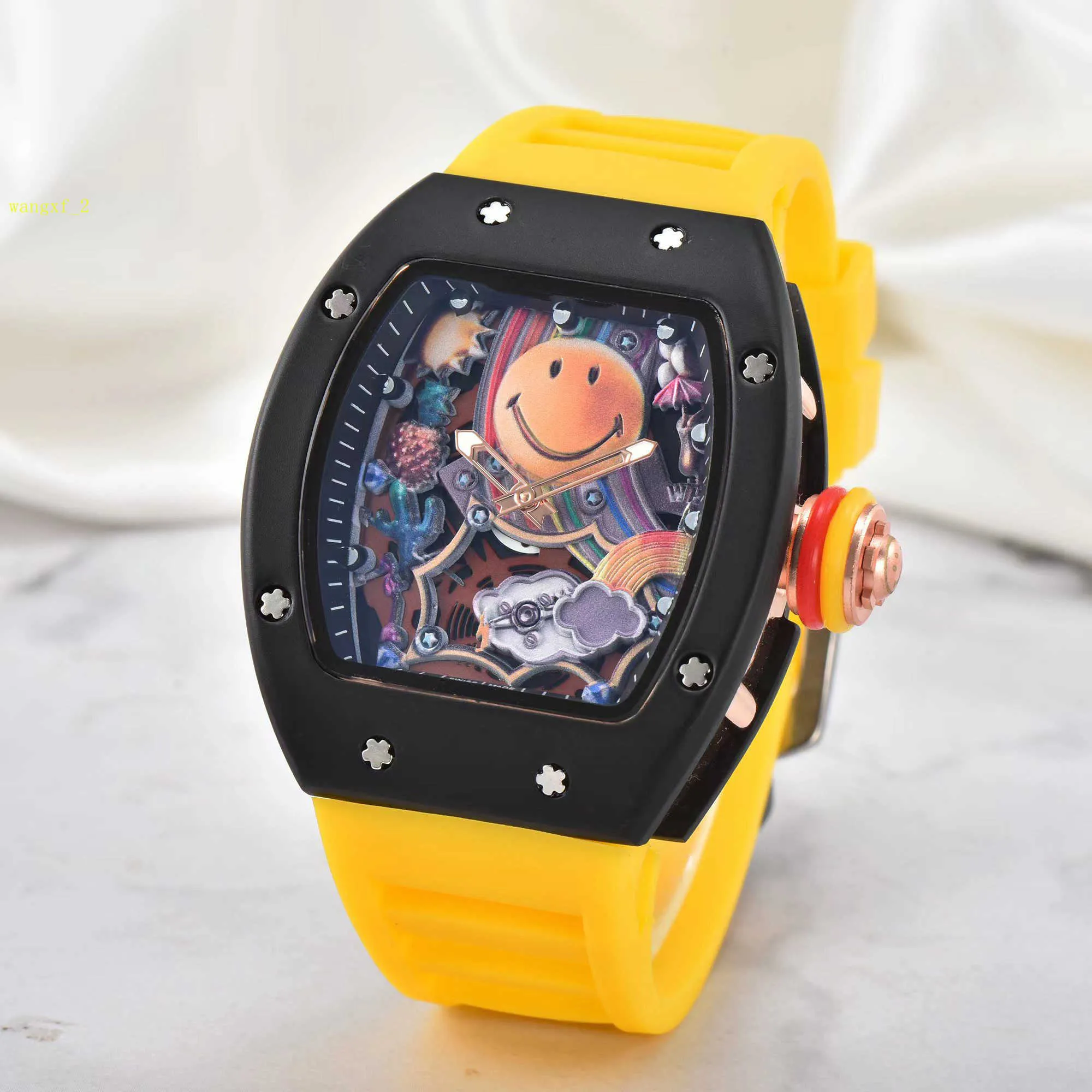 남성 시계 최고 브랜드 럭셔리 쿼츠 카피 시계 케이스 초기 고무 스트랩 손목 시계 남성 감시 디자이너 시계