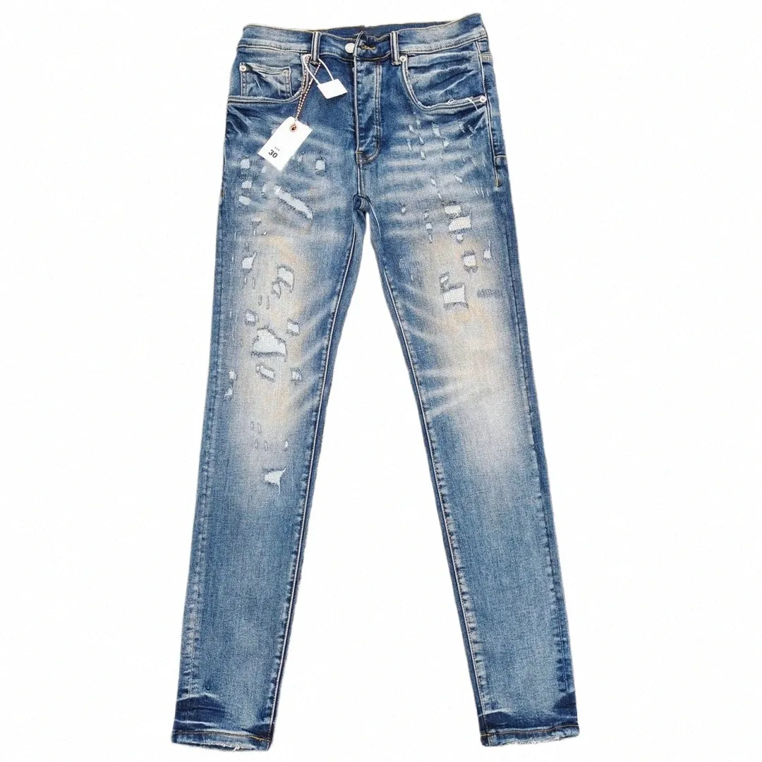fi Brand Herren Wear Out Slim Casual Skinny Jeans Blau T5w9#