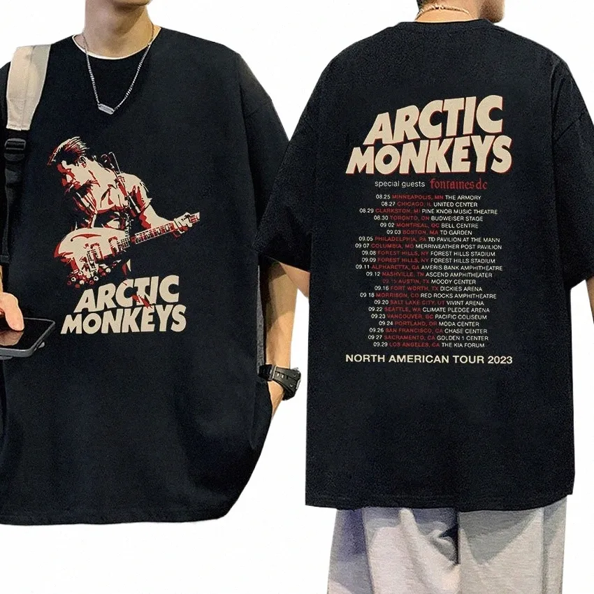 arctic Mkeys Tour Graphic T Shirts Men's Hip Hop Retro Short Sleeve T-shirt Unisex 100% Cott Oversized Tees Trend Streetwear T1iI#