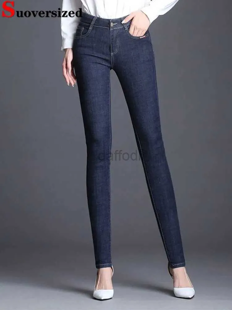 Dżinsy damskie high talia chuda ołówek dżinsy kobiet Koreańskie vintage swobodne dżinsowe spodnie Overized 6xl Streetwear Slim New Kot Pantolon 24328