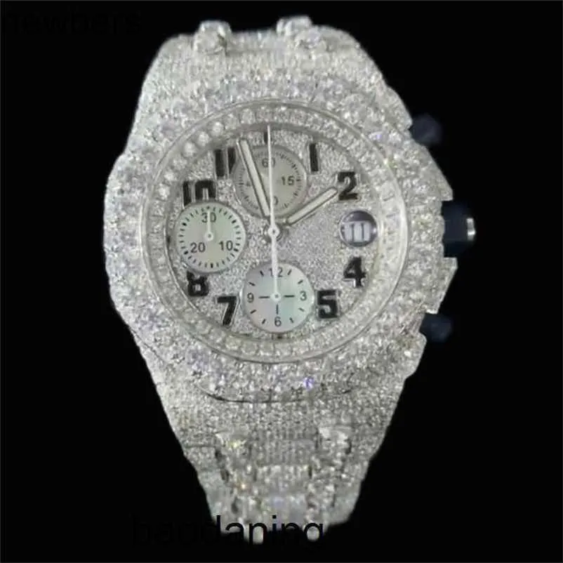 Luksusowe diamenty AP Watch APF Fabryka VVS lodowa moissanite może przeszłość luksusowych diamentów ruch kwarcowy lodowany szafirowe kamienie srebrne najlepsza jakość na zewnątrz chrdxcx