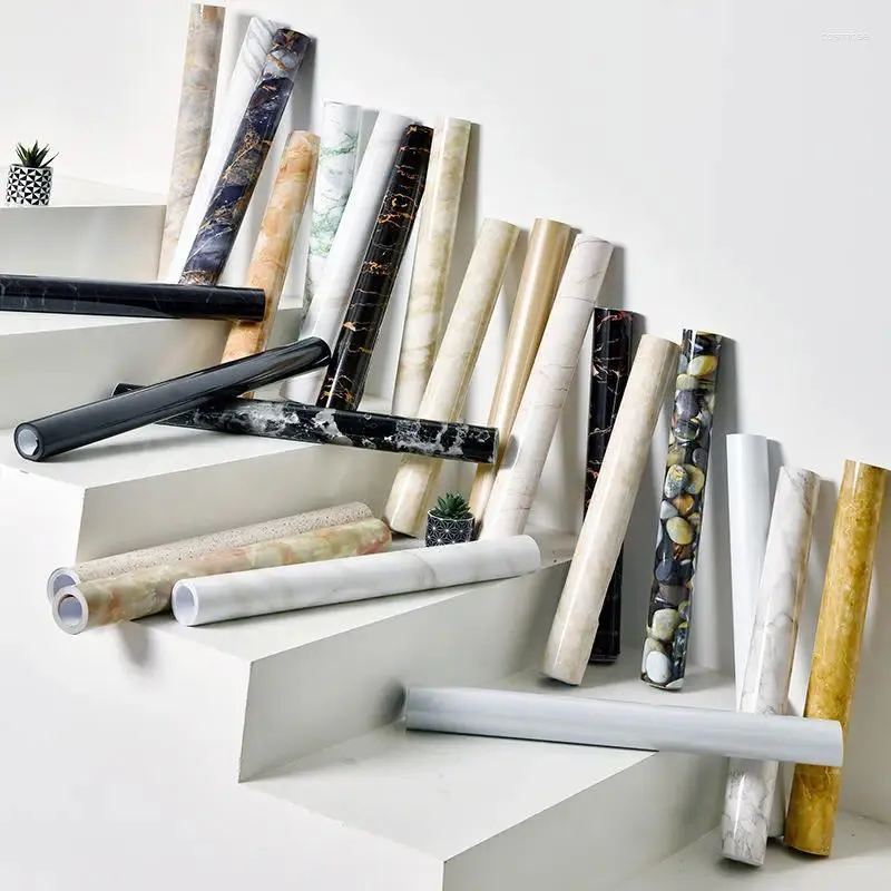 Naklejki okienne ekologiczne folia dekoracyjna DIY PVC Self-klejenie papierowe meble remontowe szafki kuchenne Wodoodporna tapeta