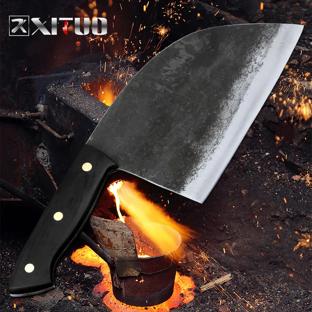 Надгробия Xituo Full Tang, кованый нож шеф-повара ручной работы, твердое стальное лезвие, нож для мясника, нож для убоя, кухонный инструмент для нарезки ломтиков