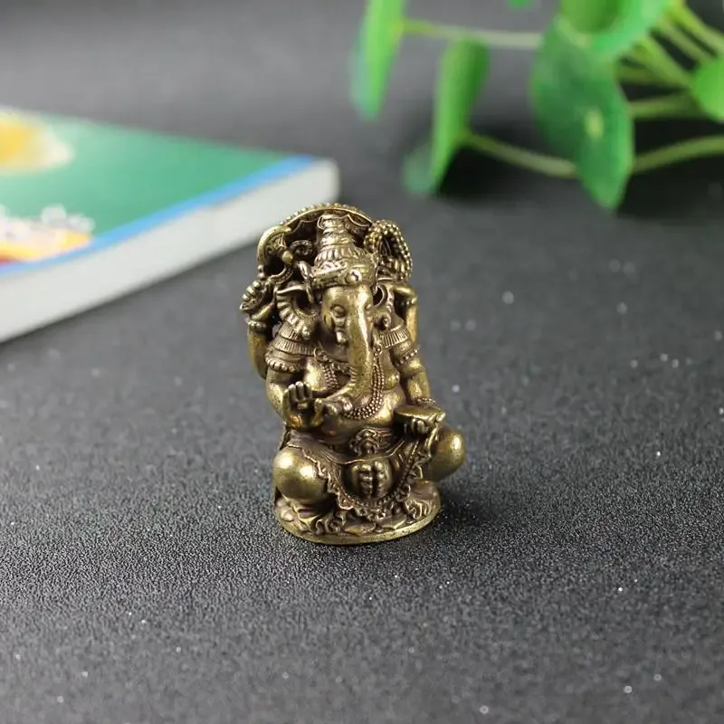 Sculture Oro Signore Ganesha Statua di Buddha Elefante Dio Sculture Ganesh Figurine Rame puro Giardino domestico Decorazione di Buddha Modello regalo