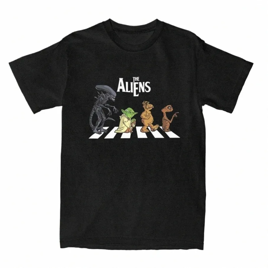 The Aliens Alf ET T-Shirt Klassischer Film Alien Abby Road Cott Vintage Kurzarm O-Ausschnitt Klassisches T-Shirt Großes T-Shirt F1bj #