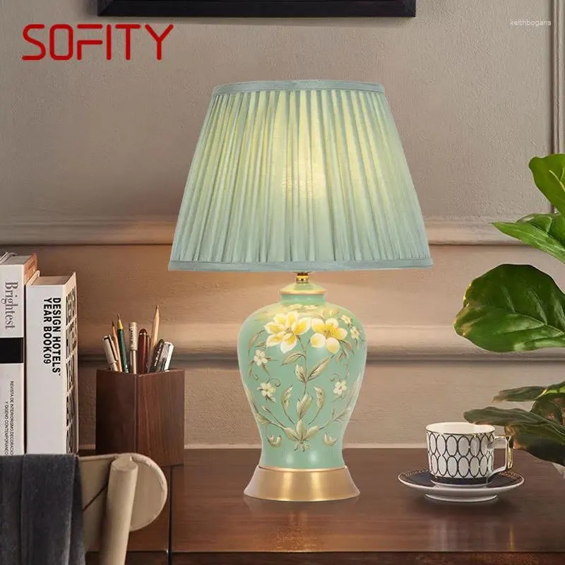 Lâmpadas de mesa Sofity estilo chinês lâmpada de cerâmica LED toque criativo regulável simples mesa de cabeceira luz para casa sala de estar quarto