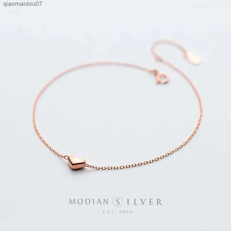 Enkelbanden Colosiwei Zilveren Hart Enkelbanden 925 Sterling Zilver Rose Goud Minimalistische Zomer Mode Voet Sieraden ArmbandL2403