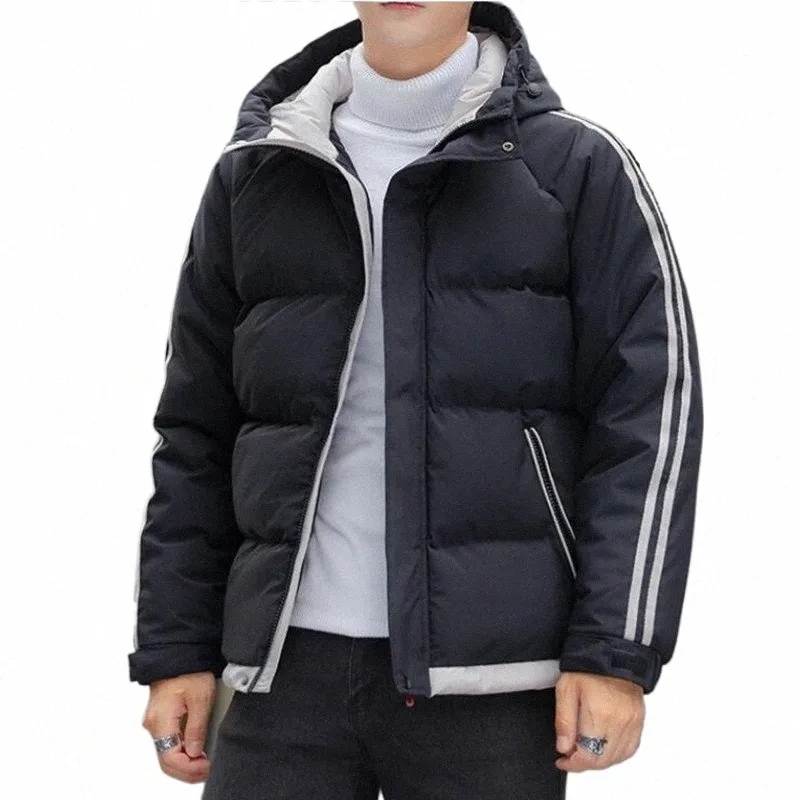 Korean FI Hooded Puffer Jacket Men FI Kläder Cott Padded Casual Jackets For Men Autumn Winter Coats With Hood 4XL X5M8#