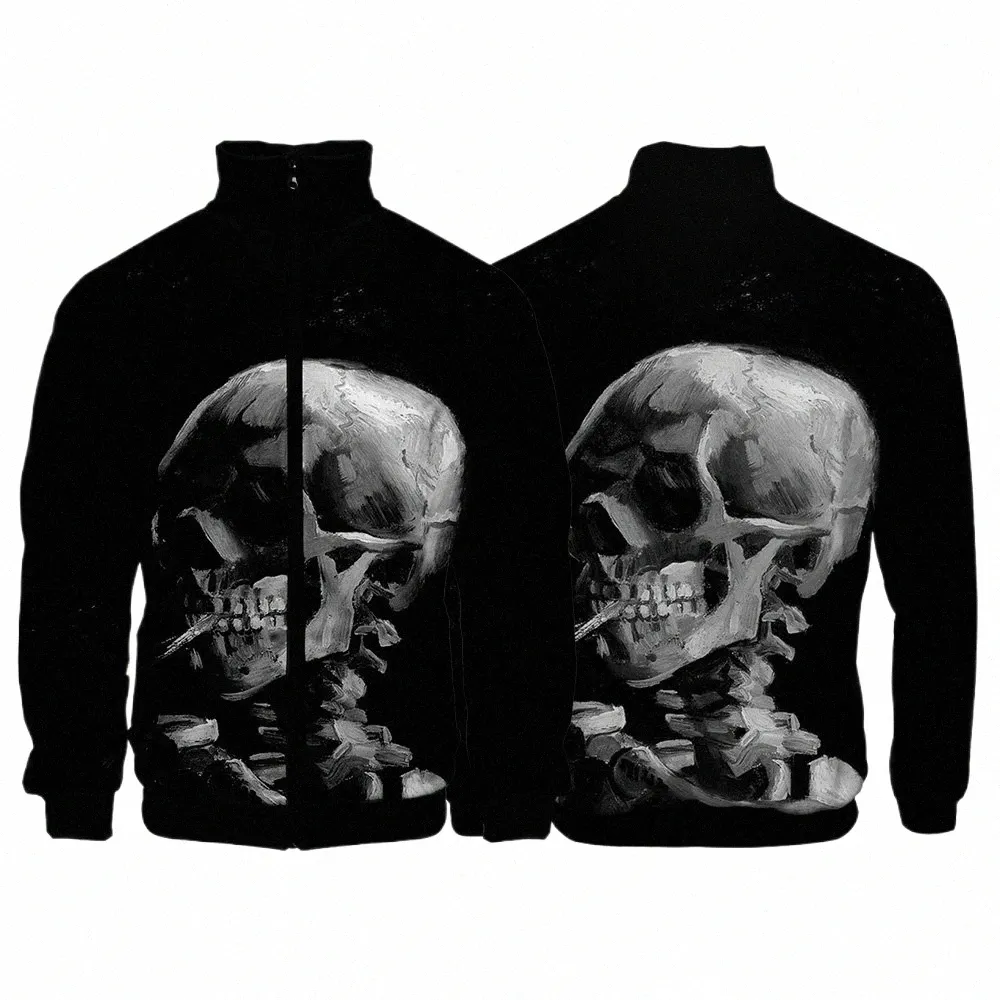 3D -tryck skelett Skull Halen Men/Women Autumn/Winter Baseball Jacket Coat LG Sleeves Anime Streetwear Plus Size K4LF#
