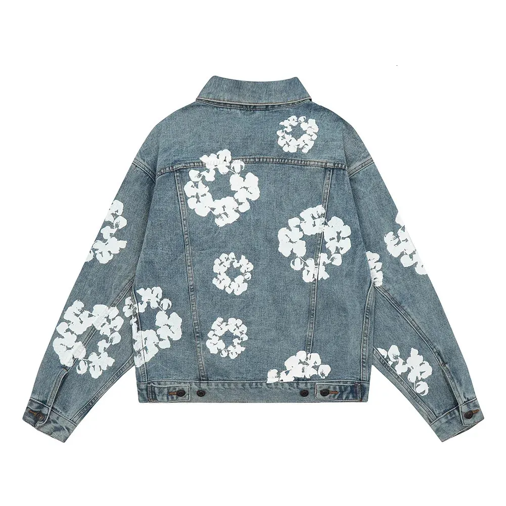 Kapok Print Denim Jacket: Y2K Hip Hop Jeans Coat, Unisex