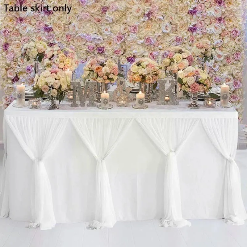 Bord kjol randstil täcka bordsartiklar tyg rektangel duschar bröllop baby bordduk dekor födelsedag p x5f2