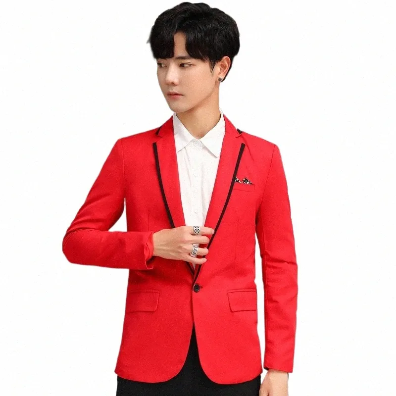 2023 Boutique Men's Korean Versi Slim Hg KG Style Trend Plankt Handsome Fi Casual Hair Stylist Dr Blazer M-5XL K25Y#