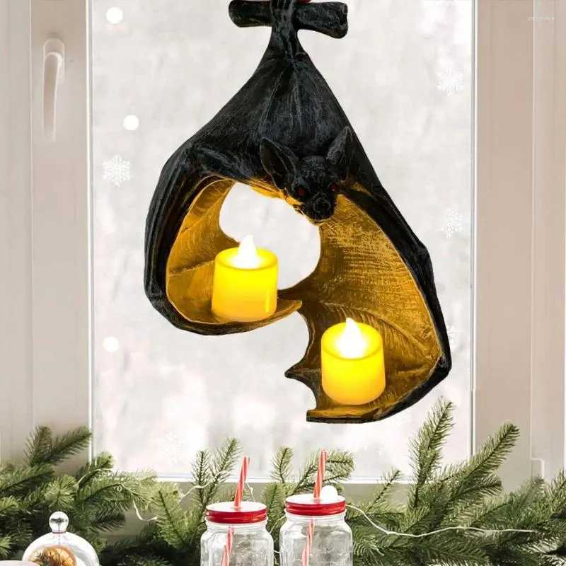 Candle Holders Mysterious Bat Wall Art Spooky Gothic Tealight Holder Realistic Shape Eco-friendly Resin Decor For Halloween