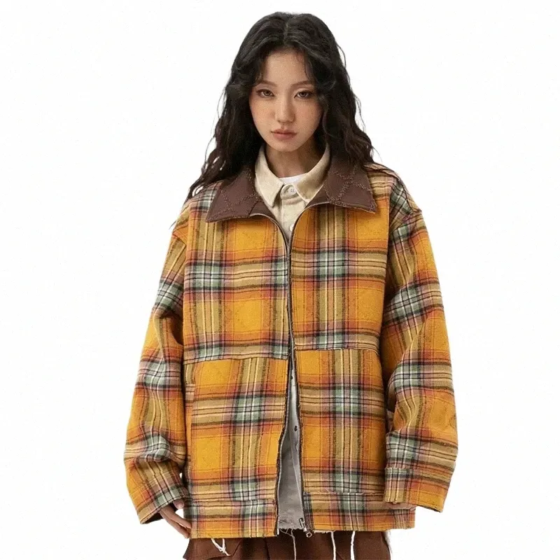 Veste en tweed pour femme Printemps 2024 Nouveau en japonais Y2K Vintage Vêtements d'extérieur externes Jaune Plaid Vêtements de luxe pour femmes Ventes c1Jy #