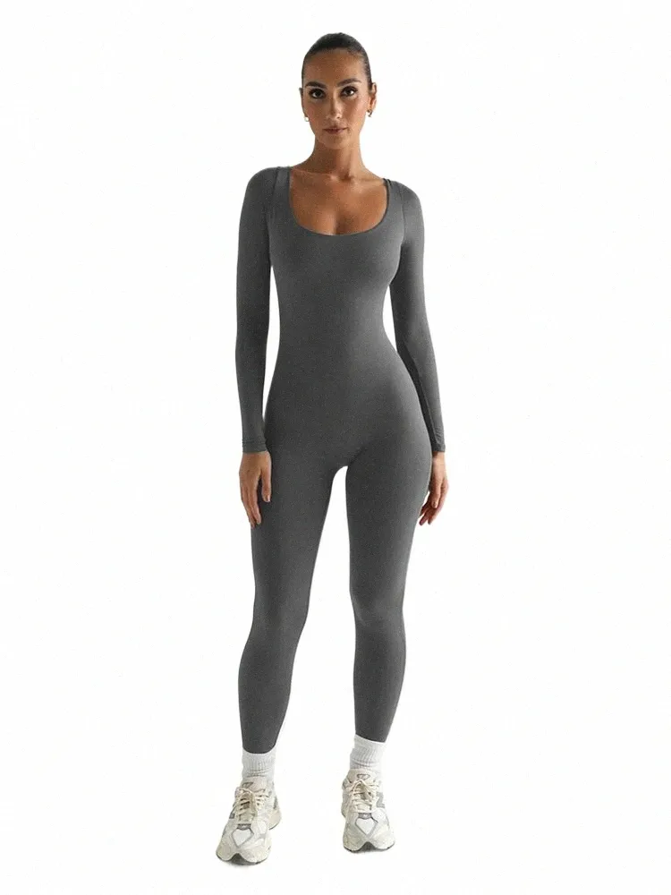 Sibybo Yoga Overall Frauen B Lg-ärmeln Overalls Dame Fitn Übung Workout Strampler Femme Beiläufige Dünne Overalls V8Q1 #