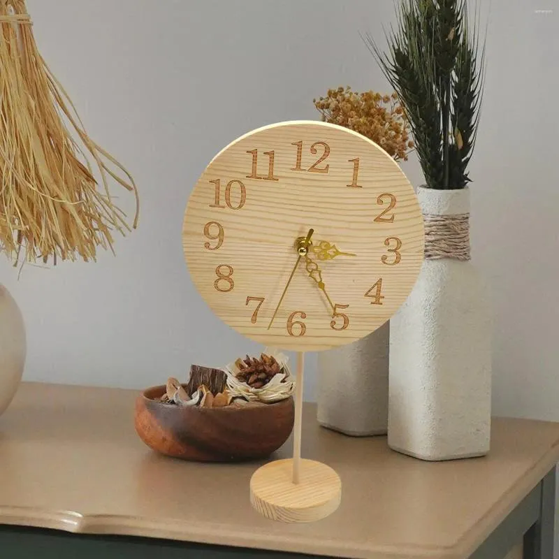 テーブルクロック木製時計机の読みやすいサイレント多機能ホームアラーム