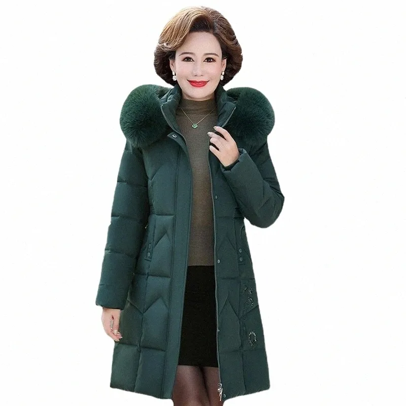 女性のダウンカットジャケットの女性のためのミッドレングスフード付きコート