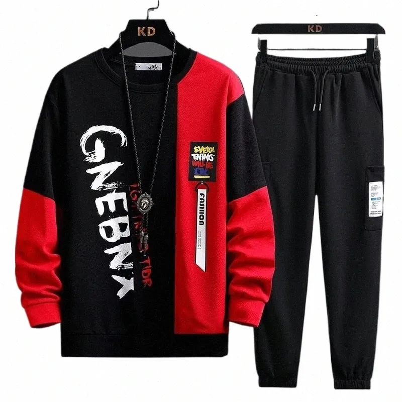 fi Men's Tracksuit Autumn Lg Sleeved Red Sweatshirt Sports Pants 2 piece Set Mens Casual Suit Unisex Jogging Men Clothes R6mr#