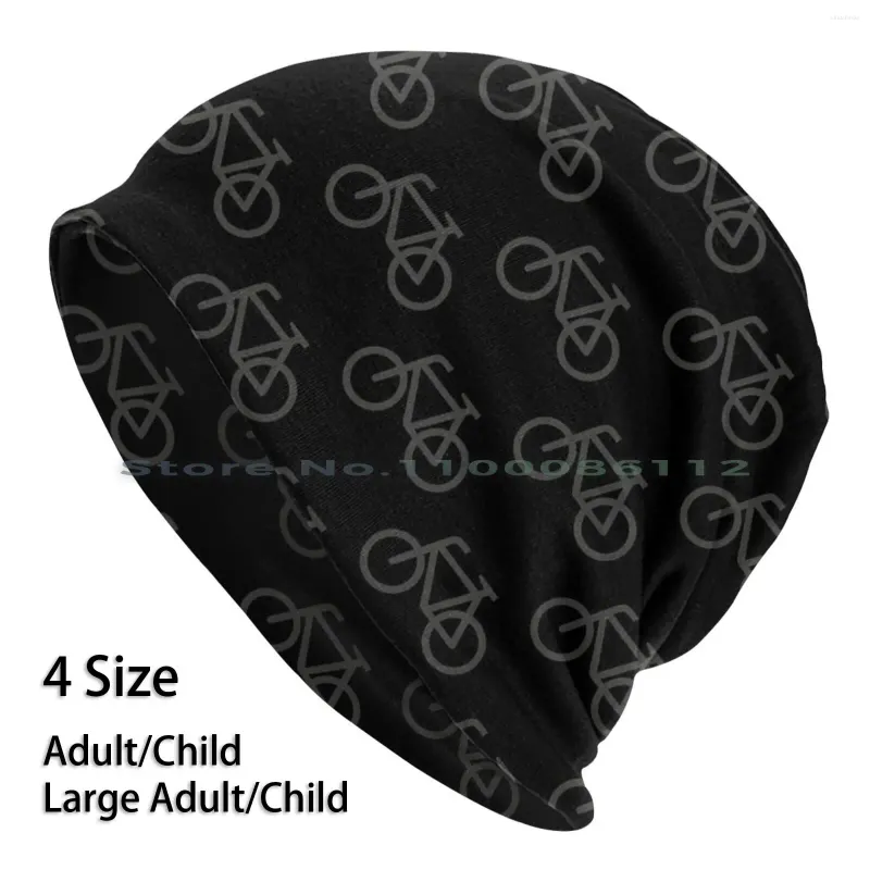 Berets Bike Pattern (cinza e preto) Beanies Knit Hat Danibeezdesign Bikes Art Bicycle Mountain Bike Mtbing