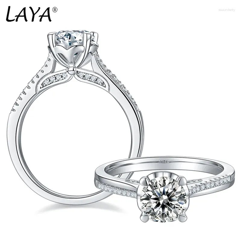 Bagues de cluster LAYA certifié 1 diamant bague de fiançailles femmes or sterling argent mariée moissanite bande de mariage gra fine bijoux